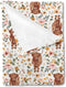 Highland Cow Floral Boho Retro Baby Blanket, Girls Gift, Western Farm Animal Yak Flower Flannel Fleece 30 x 40