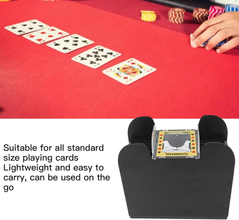 Automatic Card Shuffler, 1-6 Deck Battery Powered Machine, Lower Noise Electric Poker Shuffler for Home