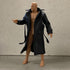 BOSWON 1/12 6" Scale Sodier Wired Black Faux Leather Trench Coat Model for Figure