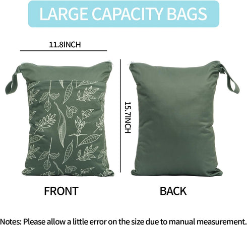 CoolaPeach 2pcs Wet Bags Waterproof Reusable Wet Dry Bag with Two Zippered Pockets Travel Beach Pool Daycare Yoga Gym