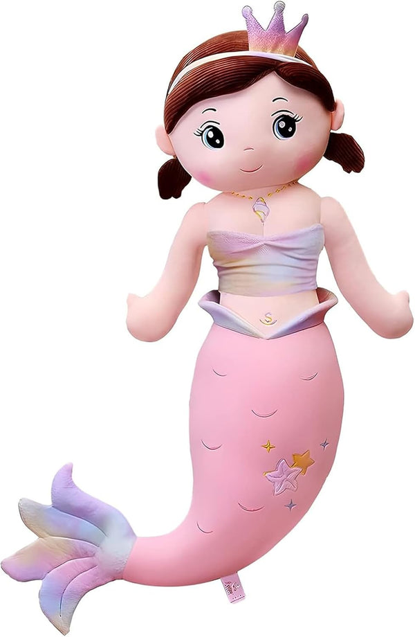 Mermaid Stuffed Animal Plush, 31.5in Cute Soft Pink Hugging Mermaid Plushies, Kawaii Birthday Gift for Adults Kids