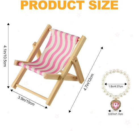 SYFLHYP 4-7in Cute Doll Car Seat for Labubu, Premium Foldable Beach Lounger for Dolls, Beautiful Doll Display