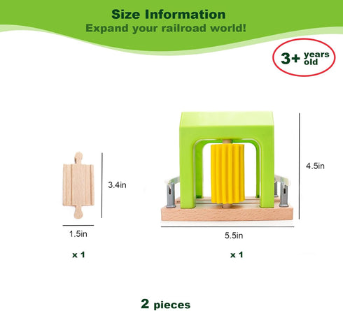 HANQIANN Pack Set,Wooden 3 Wooden Car Wash Station with Train Truck,Expansion Compatible with Railway Train Toy Train