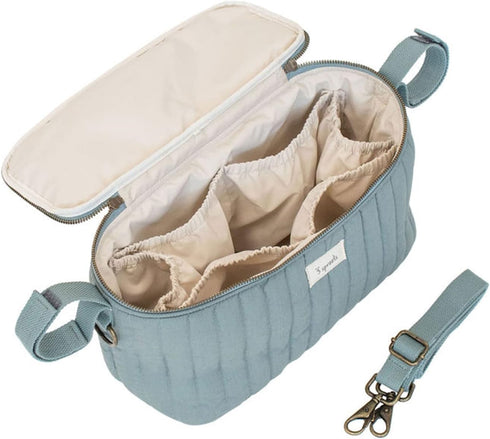 3 Sprouts Quilted Stroller Organizer with Cup Holder, Durable Caddy Accessory, Green, Converts to Diaper Bag