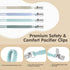Pack 6 TenderBabe Silicone Pacifier Clip for Baby Boys and Girls, of Soft Flexible Paci Binky Clips with One-Piece