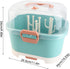 Compact Green Baby Bottle Drying Rack with Cover - Perfect for Home & Travel