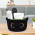 Small Black Cat Cotton Rope Storage Basket - Woven Organizer with Ears for Nursery, Baby Toy Storage, 8.5×4.5 inches