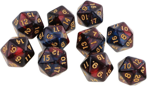 Yiotfandoll 10PCS D20 20mm 20 Polyhedral Dice Acrylic Sided Dice for RPG MTG DND Table Games (Red Blue)