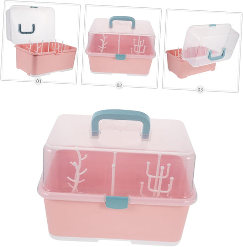 Cabilock Bottle Storage Box Drying Rack Food-Grade Material Organizer for Bottles Pacifiers and Accessories Compact