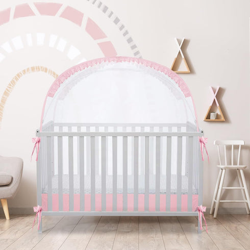 L RUNNZER Crib Tent, Portable Crib Cover to Keep Baby from Climbing Out, Safe & Breathable Crib Net, Easy to Install