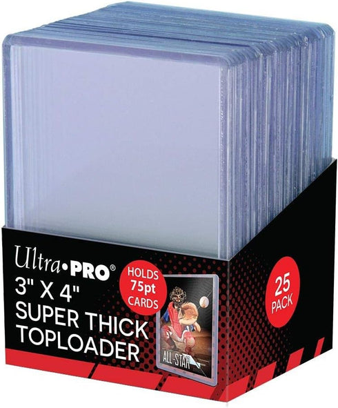 Ultra Pro 3 x 4 Super Thick Baseball Card Toploaders, Holds 75pt Cards, Polyvinyl Chloride (Pack of 25)