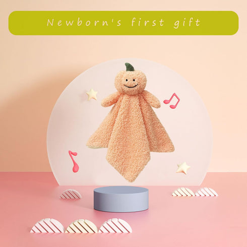 Baby Orange Pumpkin Soft Stuffed Animal Security Blanket, Plush Lovey Blanket for Newborns, Infant, Toddler Snuggle