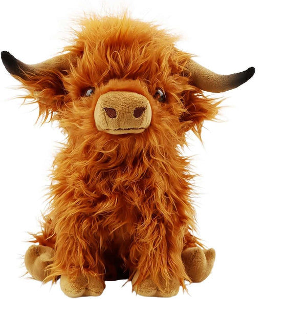 Kulupu Highland Cow Stuffed Animal,10.5 inches Realistic Cow Plush Toy,Animal Cattle Plush Farm