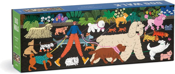 Galison Dog Walk Panoramic Puzzle, 1,000 Pieces, 39” x 14” – Colorful Landscape Jigsaw Puzzle for Family Activity