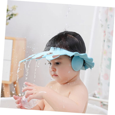 2pcs Baby Shower Cap, Toddler Bath Visor, Silicone Shampoo Cap, Hair Washing Hat for Kids, Baby Bath Cap (Blue + Red)