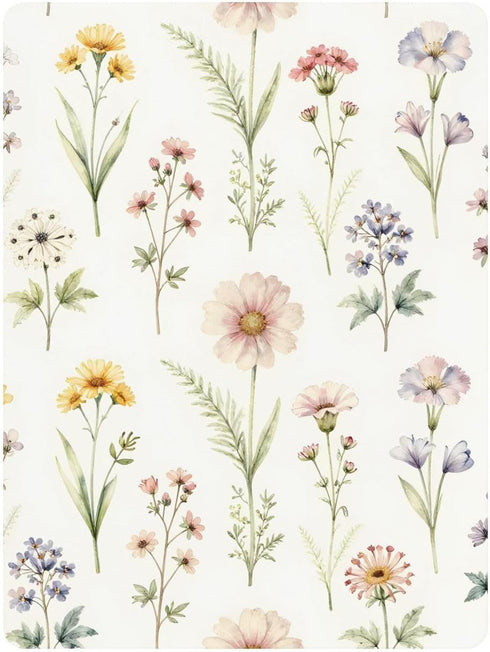 CZXW 52" 28" Botanical Floral Pattern Crib Sheets Fitted x Natural Cotton Soft & Breathable for Baby Crib Mattress