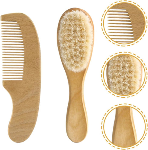 Set Baby Hair Brush Comb Wool Brush for Newborns Toddler Hair Accessories Cradle Cap Comb Gentle Scalp Massage Supplies