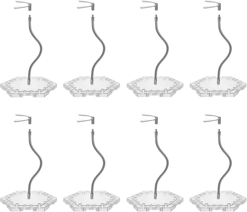 Zovelynta 8-Pack Clear Adjustable Action Figure Stand with Metal Clips & Flexible Arms