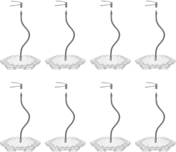 Zovelynta 8-Pack Clear Adjustable Action Figure Stand with Metal Clips & Flexible Arms