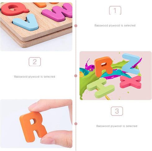 Wooden Puzzles for Toddlers - 2 Pack Alphabet Shape Puzzles for Kids, Montessori Toddler Puzzles for Ages 3+