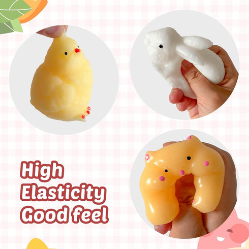 mpoakid 4 Pack, Taba Squishy Toys Soft Sensory Fidget Squeeze Toys for Stress Relief, Kawaii Fufu Squishies for Kids