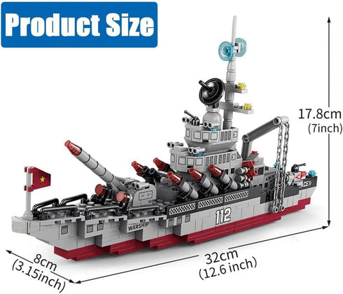 Building Block Warship - 25 in 1 Battleship Kits for Kids, Educational Toys for Boys Age 6-12 Years Old, 554PCS