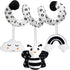 Baby Spiral Hanging Stroller and Car Seat Toys, Black and White High Contrast Sensory Toy for Newborns, Plush Activity