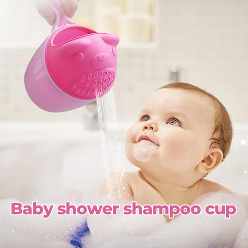 Jorzer Bath Rinser Cup for Babies, Cartoon Bear Baby Bath Rinse Cup with Handle, Multi-Use Rinsing Water Scoop