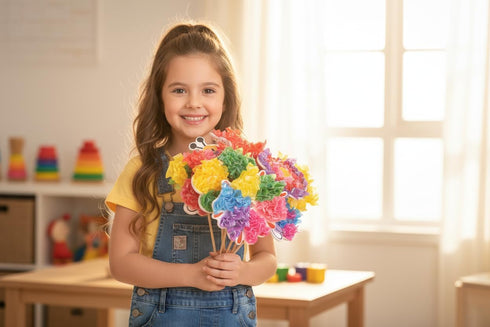 6 8 4-8 SOLDAY Poke Art Kits for Kids to Make Your Own Flowers Bouquet, Craft Kit with Flowers, Cute Hanging Charms
