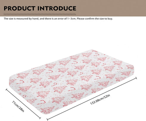 Wicbfdfv 52x28x9 Pink Christmas Pine Trees Candy Fitted Baby Crib Sheet for Boys Girls in Festive Winter Holiday Fitted
