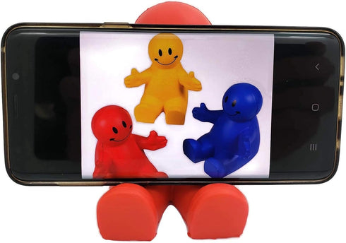 4" Fun Colorful Squeezable Smile Face Guy Phone Holders (3 Pack) - Fun Desk Decor, Stress Relief Ball, Foam Fidget Toy