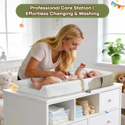 Baby Changing Pad, Portable Diaper Changing Mat for Baby & Toddler, Non-Slip Washable Changing Table Pad for Dresser