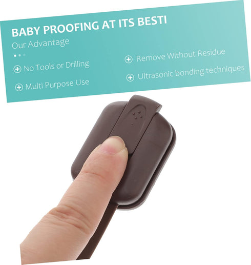 4pcs Babyproof Drawer Locks: Childproofing Safety Straps for Cupboard, Oven Door, Dishwasher, Brown Cabinet Locks