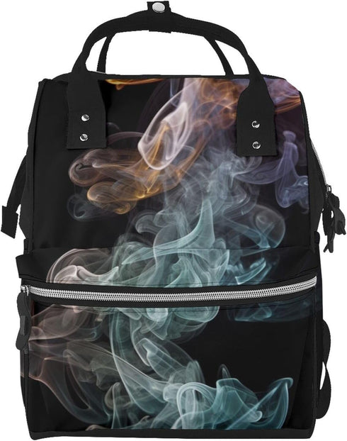 HCBPWVQA Psychedelic Smoke Diaper Bag with Changing Pad and Pacifier Holder, Multifunction Laptop