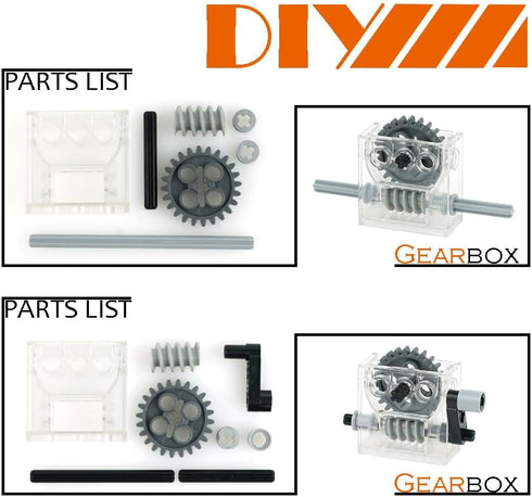 Technical-Pieces-Parts Set, Gears Wheels-and-Axle Pin Connector Pin Rack Steering Wheel Differential, MOC Building