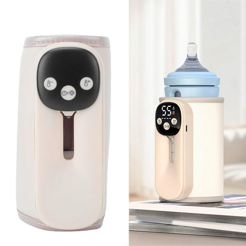 NOENNULL Portable Bottle Warmer for Travel Rapid Warming Cordless Milk Warmer Battery Powered Temperature Display Baby