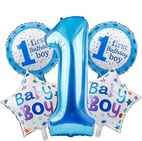 Hongkai Happy Birthday Mylar Aluminum Foil Balloons, Blue Baby Boy 1st Birthday Party