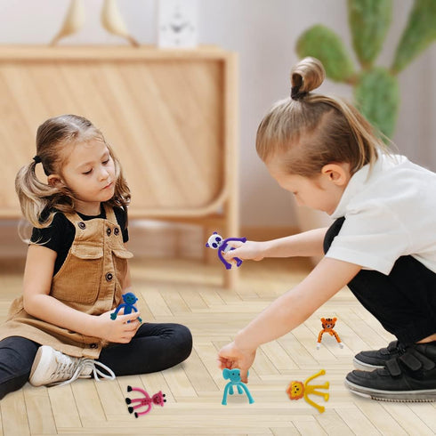 Set 48, ArtCreativity Animal Bendable Figures, of Stress Relief Bendy Toys for Kids in Panda, Tiger, Giraffe, Monkey