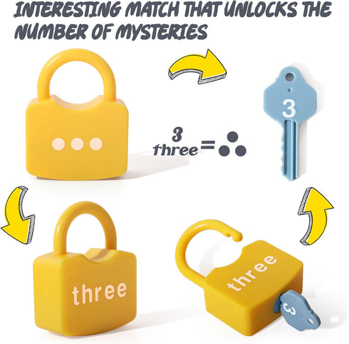 Counting 3 4 5 Dinhon Kids Learning Locks with Keys Numbers Matching & Montessori Educational Toys for Ages Boys
