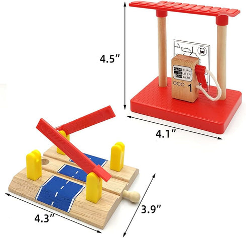 DSHMIXIA Set 3-5 Wooden Crane Toy with Train Cars - Compatible with Major Wooden Rail Brands - Ages