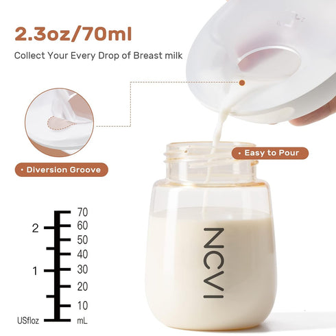 70ml NCVI Silicone Breast Milk Collector for Breastfeeding, Wearable Breast Shells for Night Use, Slim Detachable