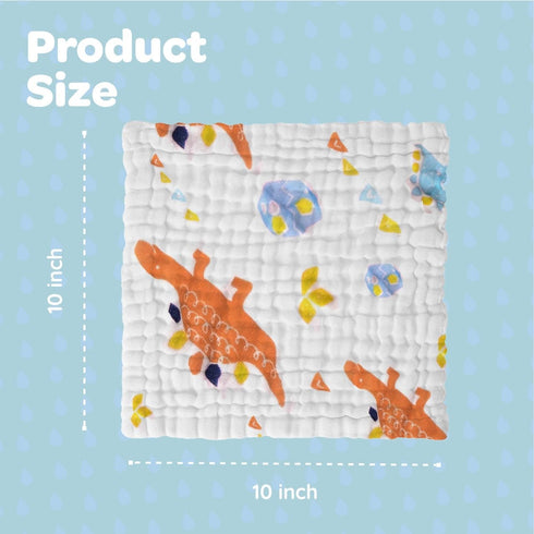 EMSAAG Pack 7-Soft Towels,100% Pattern-10 10 Muslin Baby Washcloths of Sweat Cloths for Newborn,Absorbent Baby Bath