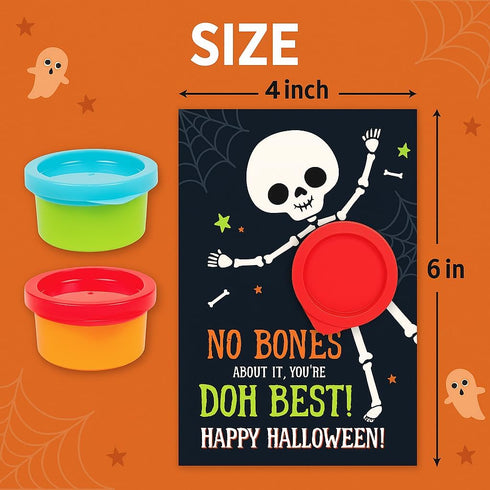 30 Pack Play Dough Halloween Party Favors for Kids Non-Candy Gifts with Playdough and Classroom Exchange Cards