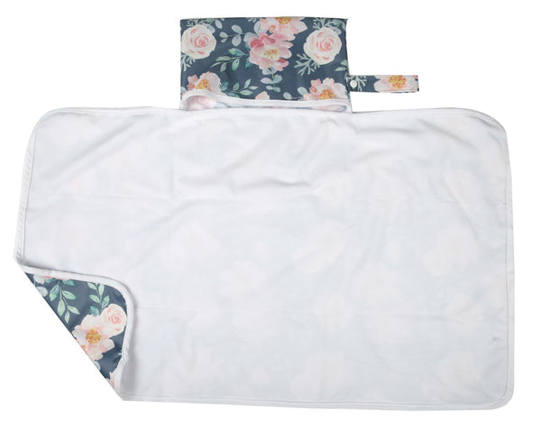 Portable Baby Diaper Changing Mat Pad, Foldable Washable Waterproof Play Mat, 30"x18.5" for Girls (Flowers)