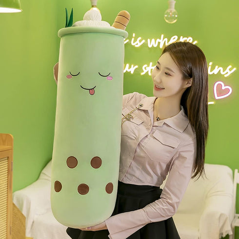 Cute Plushies Boba Plushie Long Pillow, Bubble Tea Stuffed Animal Gift for Kids and Adults (36 Inch)