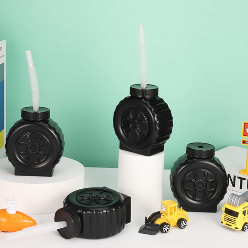 12 Set Pcs Construction Truck Cup Wheel Water Cup Truck Construction Cup for Birthday Party Construction Theme Party
