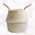 NUOBESTY Natural Round Seagrass Belly Basket with Handles for Storage, Nursery, Laundry, Picnic, and Toy Storage
