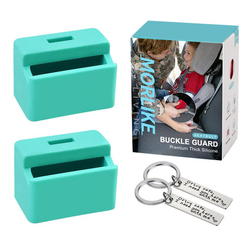 Morlike Silicone Seatbelt Secure Buckle Safety Cover Lock, Keep Children Safe in Car Seat, 2 Pack Light Blue