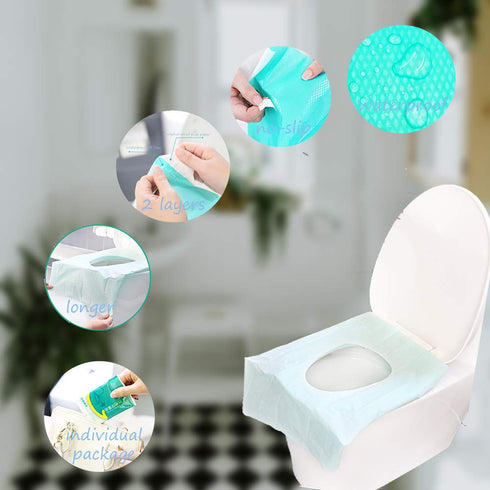 Ditind Disposable Toilet Seat Covers, 30 Pcs, Extra Large PE Film Travel Mats for Kids and Adults, 15.8×23.6 inch