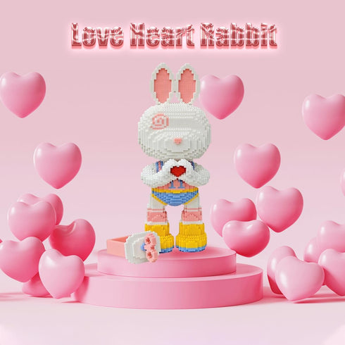 Animal Love Heart Rabbit Micro Building Blocks Set (8000PCS, 55cm High) - Gift for Adults and Kids
